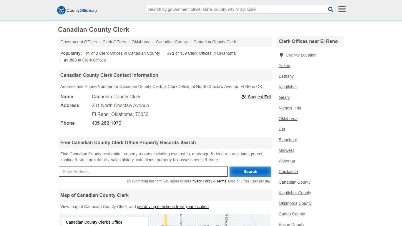 Canadian County Clerk - El Reno, OK (Address and Phone)