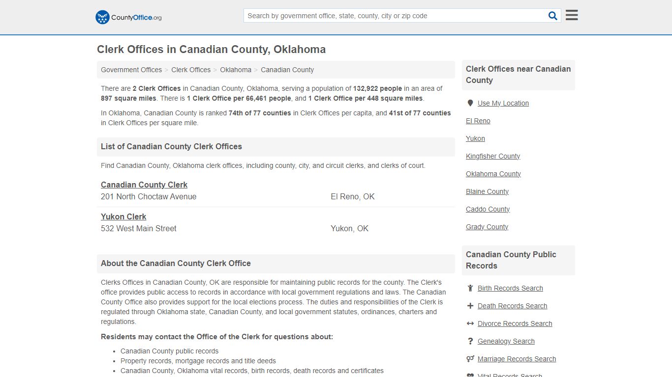 Clerk Offices - Canadian County, OK (County & Court Records)